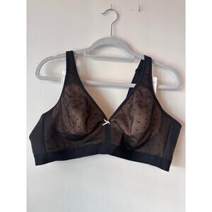 Cacique 46C Comfort Solution Bra Cotton No-Wire Shaping Lace Black